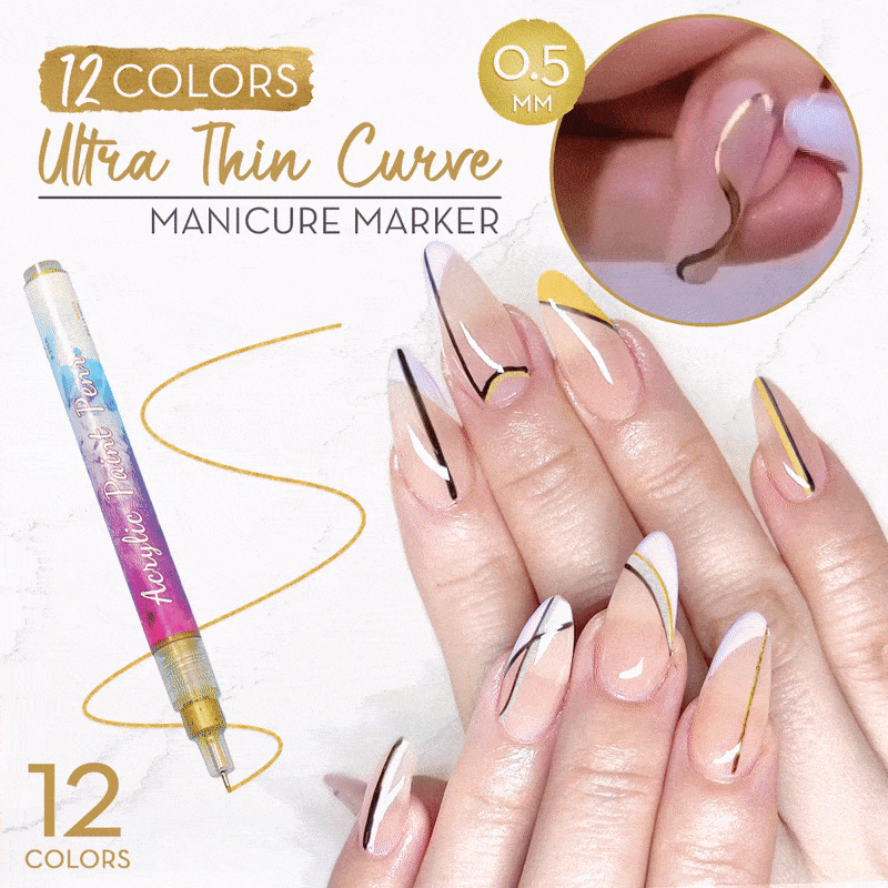 12 Farben Ultra Thin Curve Manicure Marker